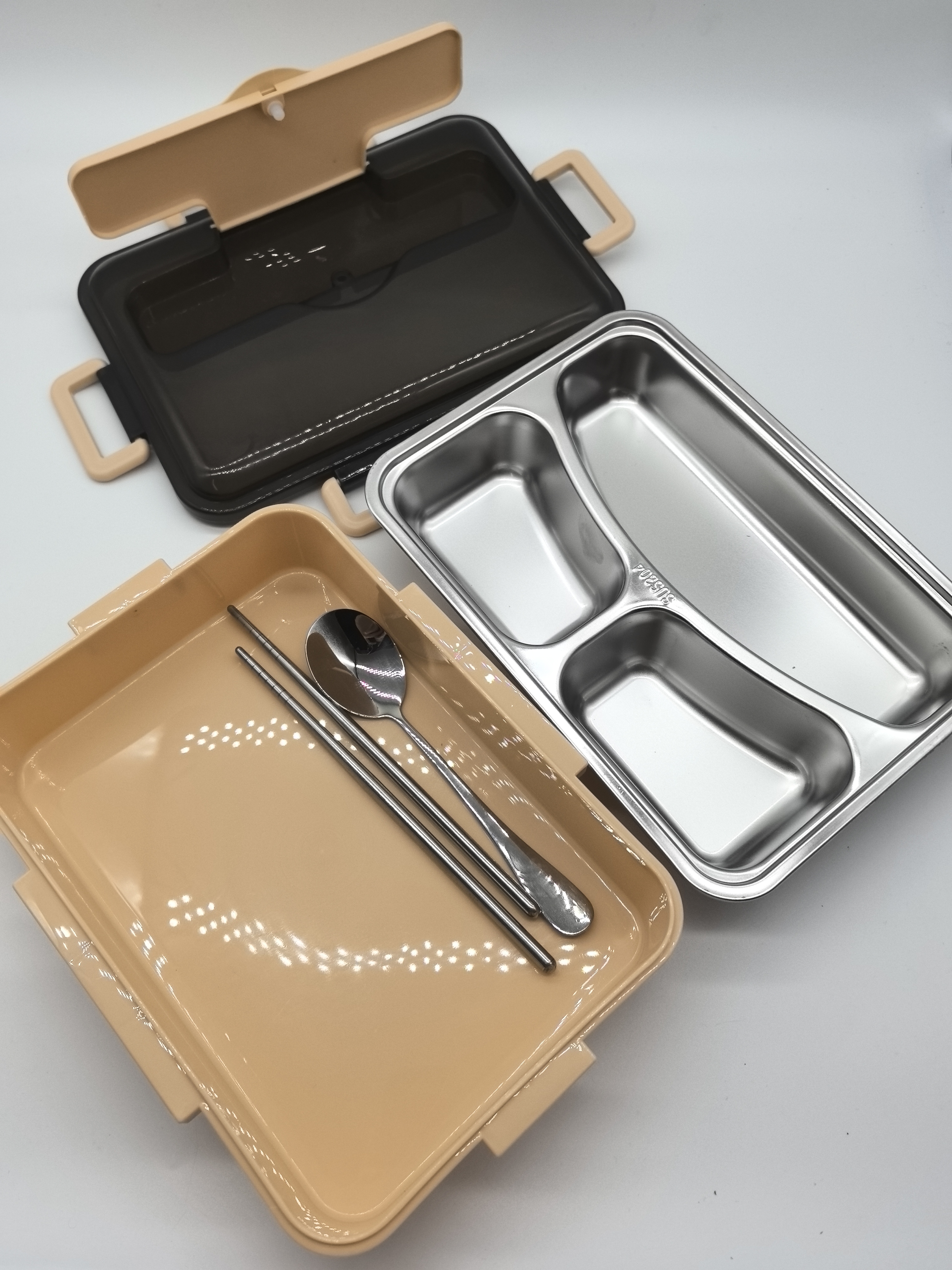 Lunch Box, 3 Compartment Meal Prep Container, Box for Kids, Durable BPA Free Reusable Food Storage Container for School, Business, Work, Travel