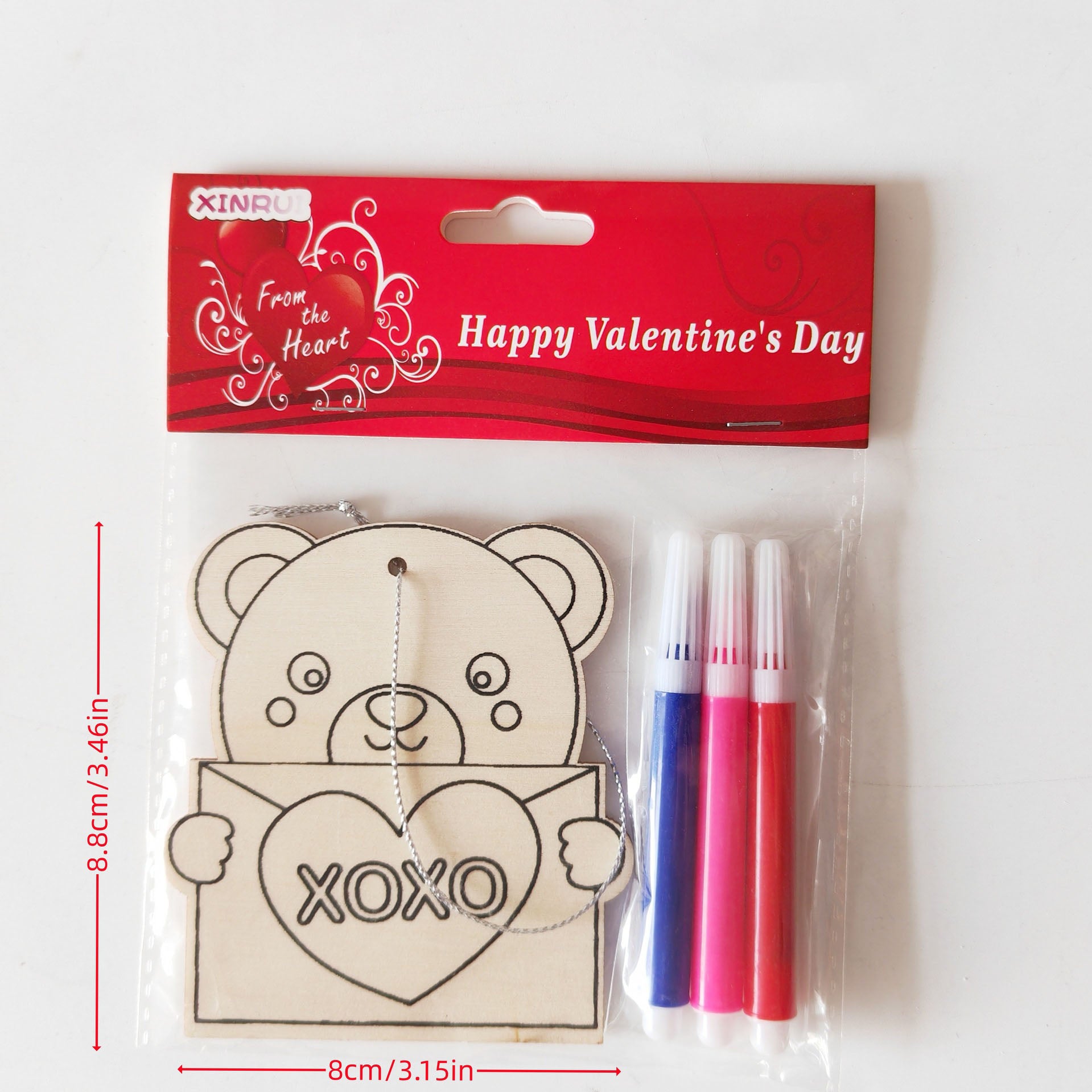 Couples DIY Wooden Ornament Kit for Valentine‘s Day， 5-Piece Heart Bear Bee Craft Set for Date Night， Personalized Love Token with Painting Supplies， Romantic Craft Activity for Partners