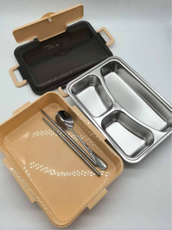 Lunch Box, 3 Compartment Meal Prep Container, Box for Kids, Durable BPA Free Reusable Food Storage Container for School, Business, Work, Travel