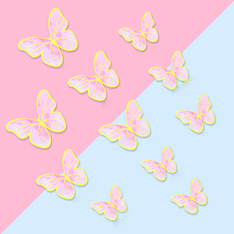 DIY Colorful Glittering Gold-Foil Butterflies & Wave Flags - Baking Toppers for Birthday Cakes, Perfect for Decorating Internet-Famous Dessert Tables