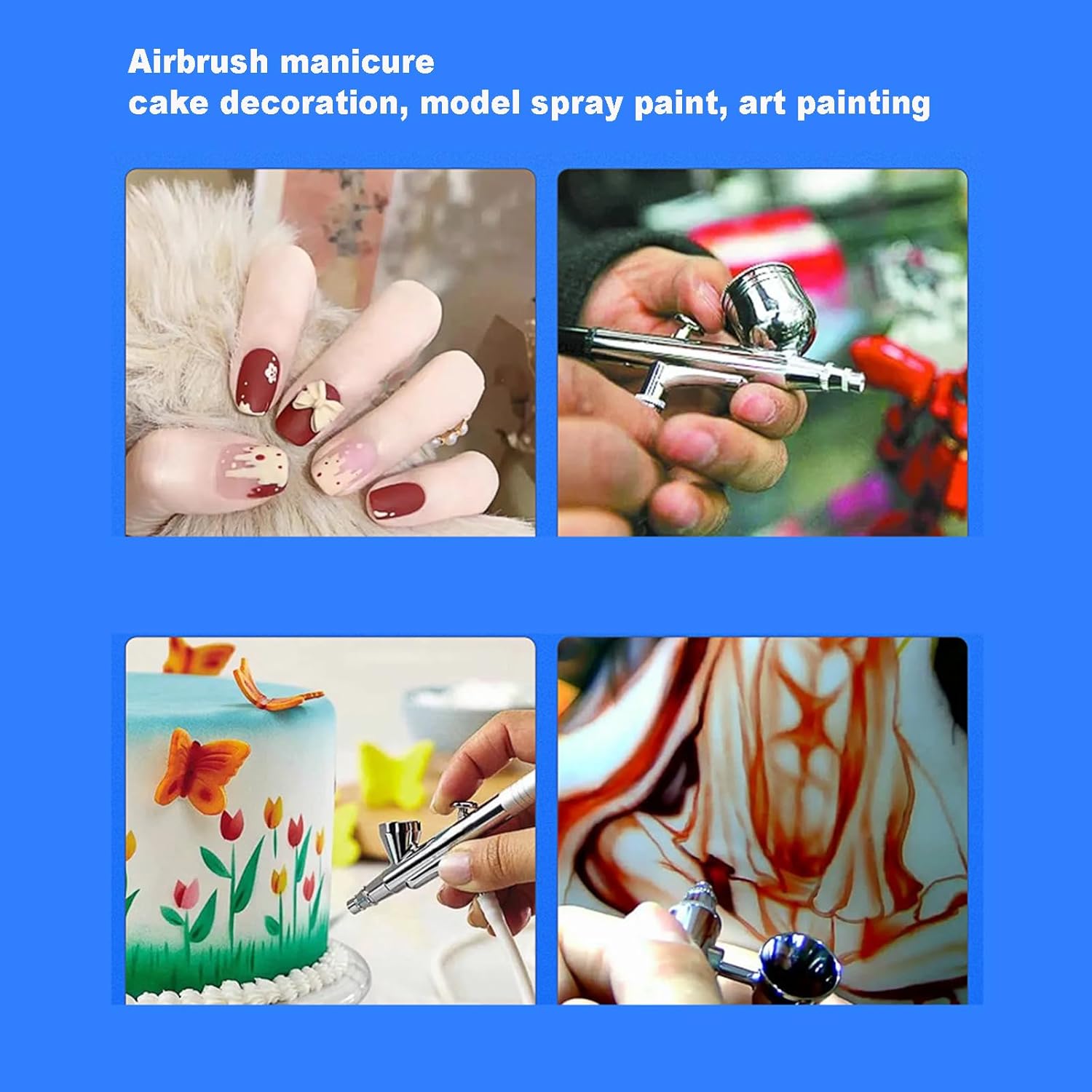 Multi-Purpose Airbrushing Tool Kit, 2-Gear Pressure Regulation, Automatic Shutdown, Touch Switch, for Airbrush Manicure, Cake Decoration, Model Painting, Art Painting