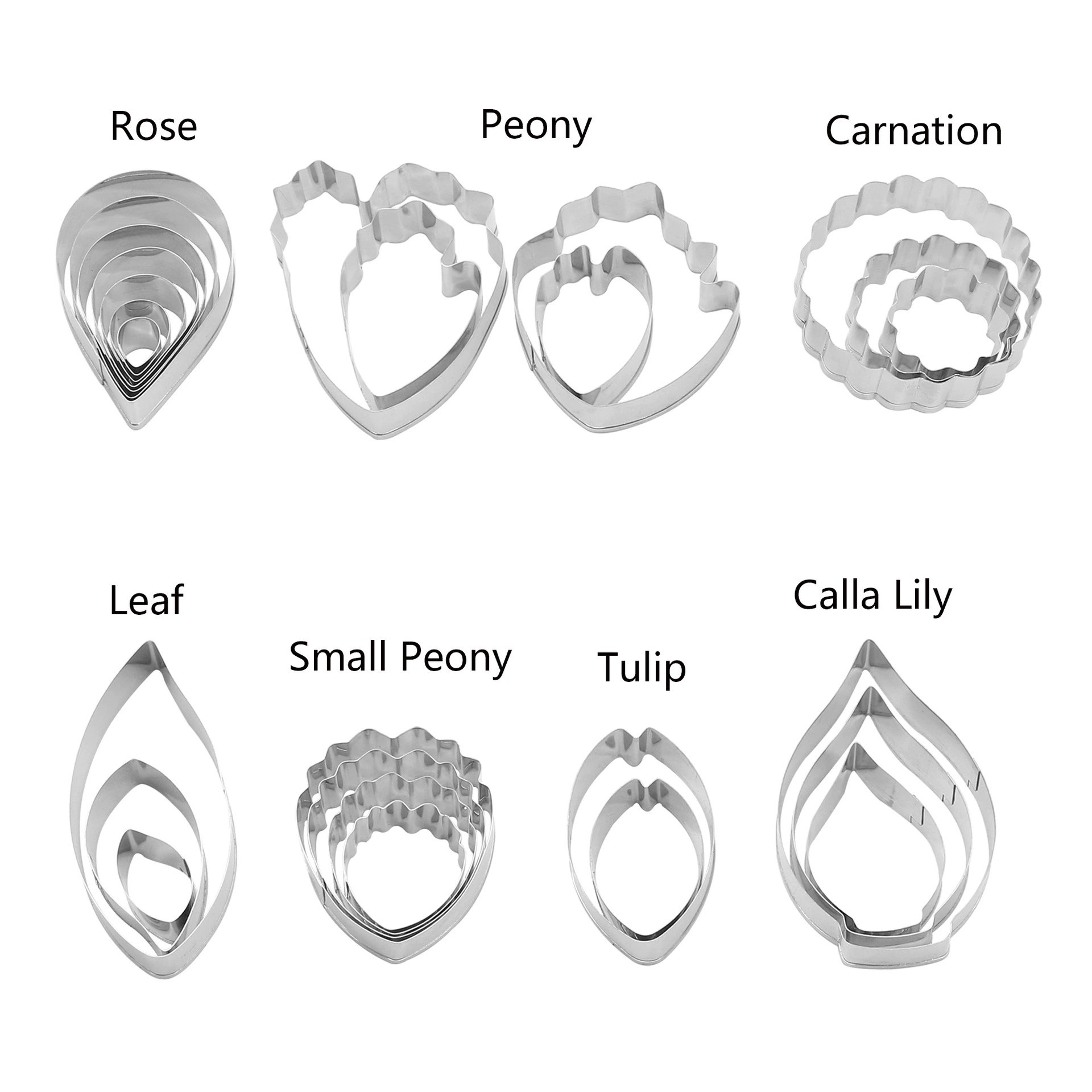 Professional Peony Cutter & Veiner Set | Stainless Steel Cookie Cutter with Silicone Veining Mold | Fondant Gumpaste Flower Making Tool