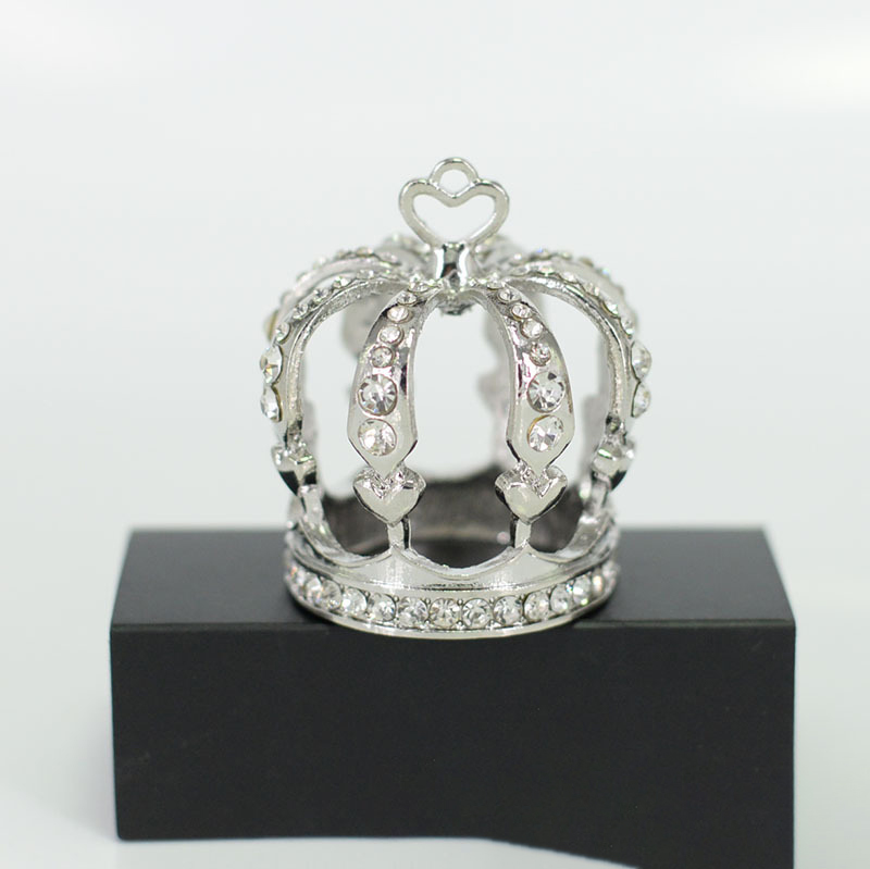 Birthday Decoration Heart-Shaped Alloy Mini Crown - Cake Baking Ornament, Bouquet Accessory & Bottle Lid Decor