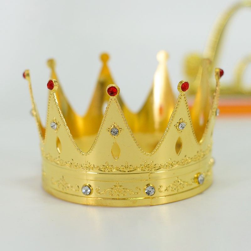 Alloy Crown Decor for Birthday Cake - Round Design, as King's Crown for Role - playing, Party Hair Ornament