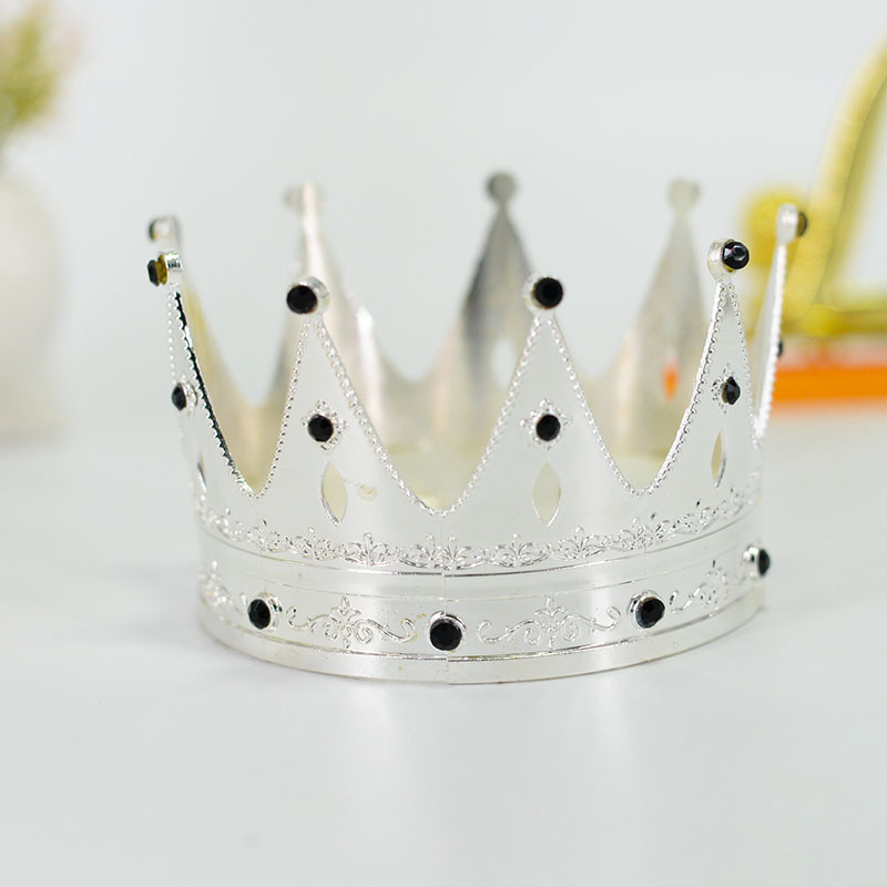 Alloy Crown Decor for Birthday Cake - Round Design, as King's Crown for Role - playing, Party Hair Ornament