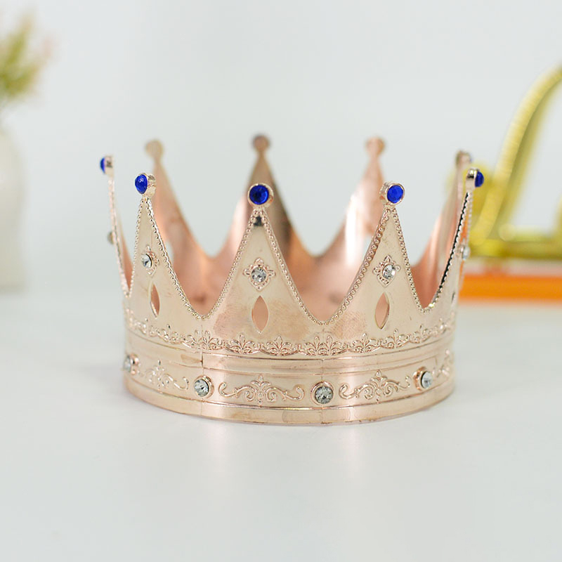 Alloy Crown Decor for Birthday Cake - Round Design, as King's Crown for Role - playing, Party Hair Ornament