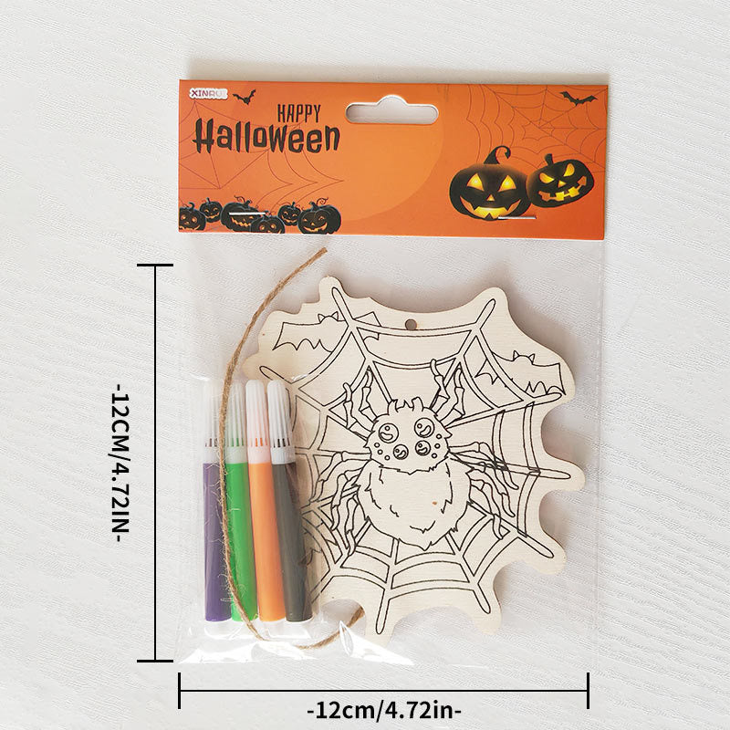 Halloween Wood Craft Kit for Kids, Pumpkin Ghost Painting Board with Pre-Drilled Holes, Spooky Art Activity for Family & Classroom, Non-Toxic DIY Decor for Children's Party