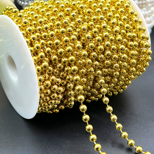 6-14mm Artificial Pearl Bead Garland Strand, Continuous Plastic Pearl String for Wedding Party Decor, DIY Craft, Wreath & Bouquet Embellishment