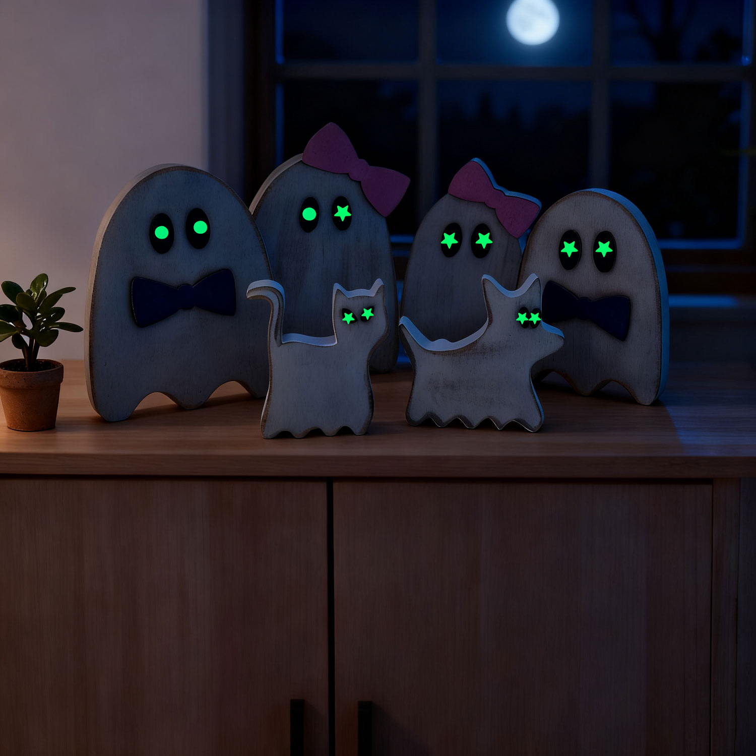 Adorable  Family Decor - Whimsical Home & Office Desktop Accent, Perfect Birthday Gift for Friends & Family, With Diy Glow In The Dark Stars And Circle, Fun Festive Vibe for Daily & Ghost Decor