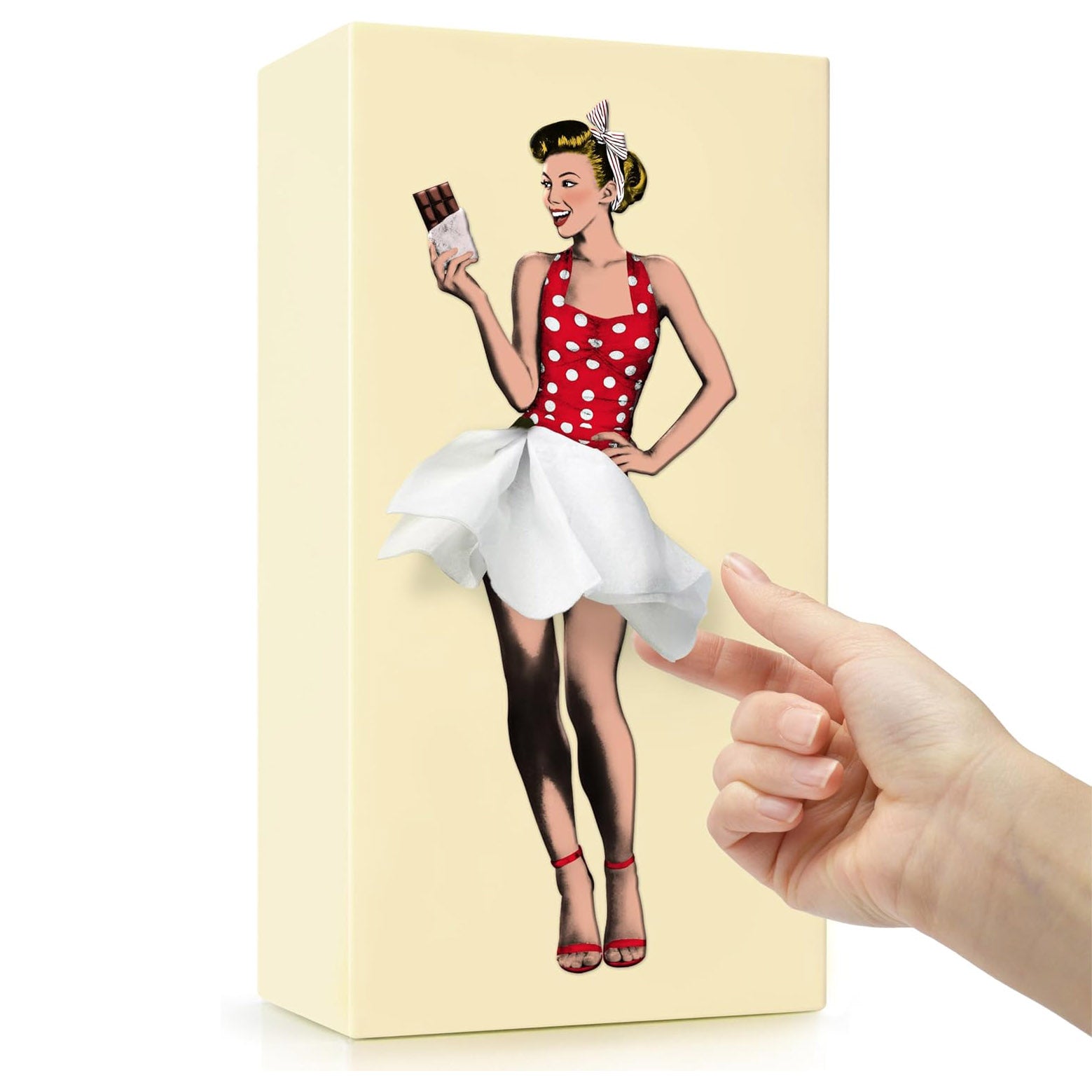 Tissue Box - Resin Embossed Pop Art Print, Metal Weighted Base, Made in Korea - Designed by Spextrum (Mint)