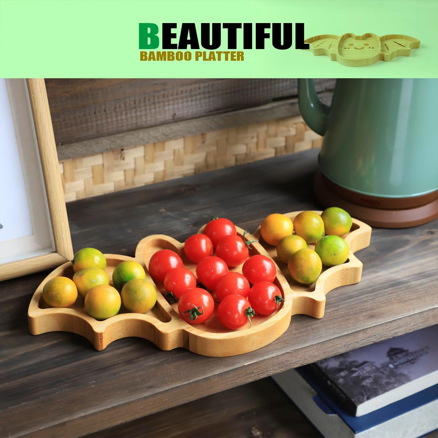 Bat-Shaped Fruit Tray - Halloween-Themed Serving Platter for Parties & Home Decor