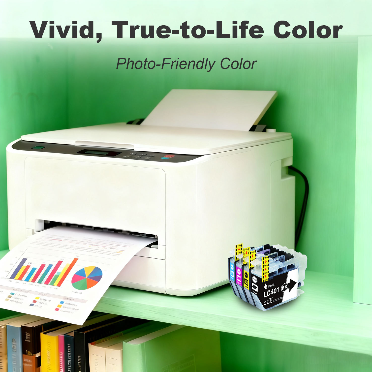 LC401 Ink Cartridges Replacement for Brother Printer Ink LC401 LC 401 Compatible with LC401 Ink Cartridges for Brother Printer MFC-J1010DW MFC-J1170DW MFC-J1012DW, 4PK（Black/Cyan/Magenta/Yellow)