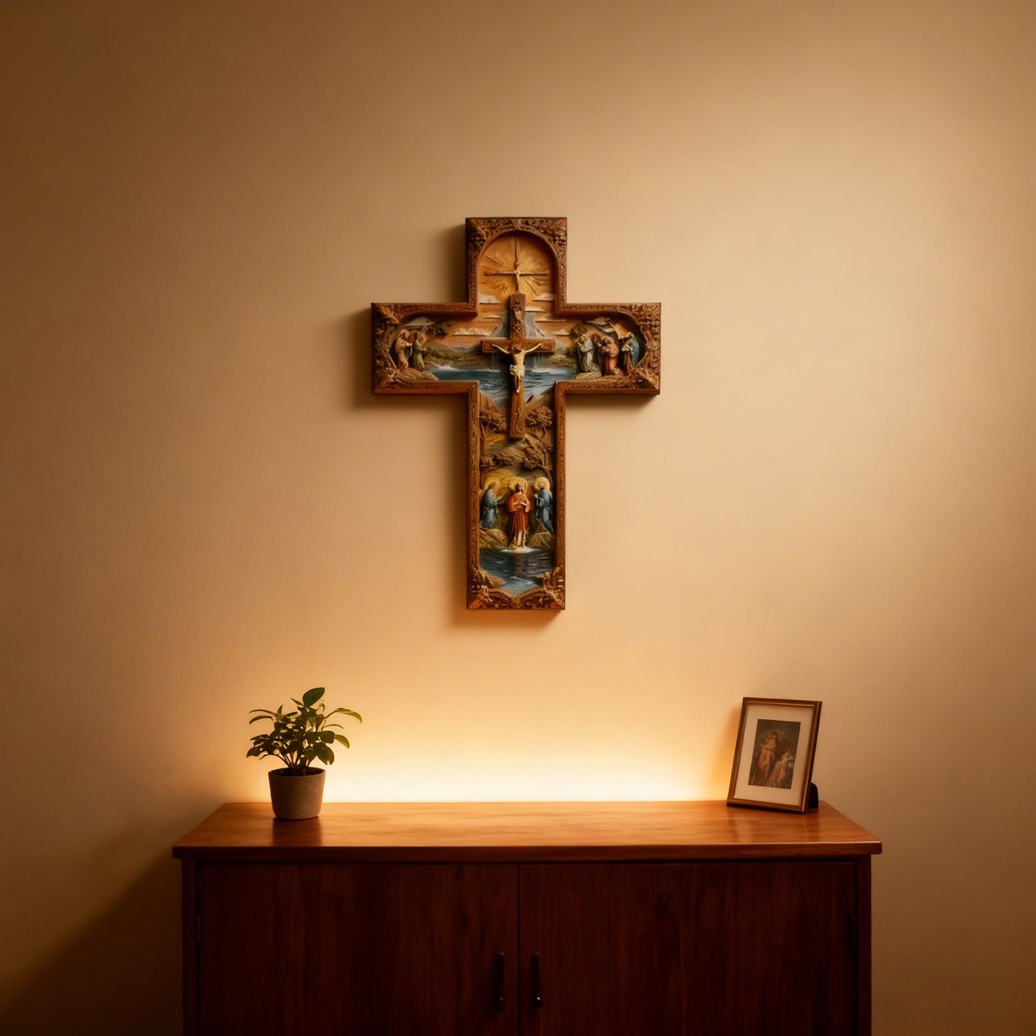 Vintage Wooden Jesus Pocket Cross, Hand-Carved Religious Token for Prayer & Comfort, Portable Standing Cross, Spiritual Gift, Christian Meditation Aid