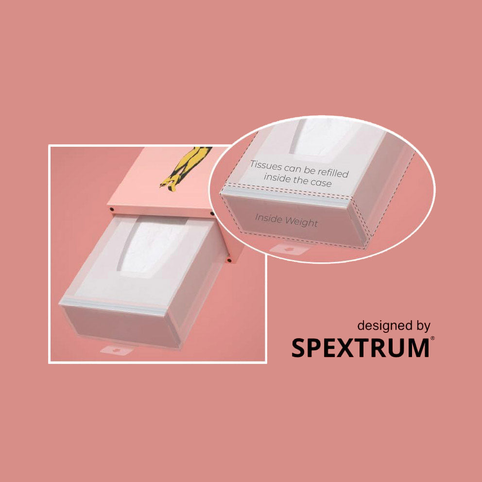 Tissue Box - Resin Embossed Pop Art Print, Metal Weighted Base, Made in Korea - Designed by Spextrum (Mint)