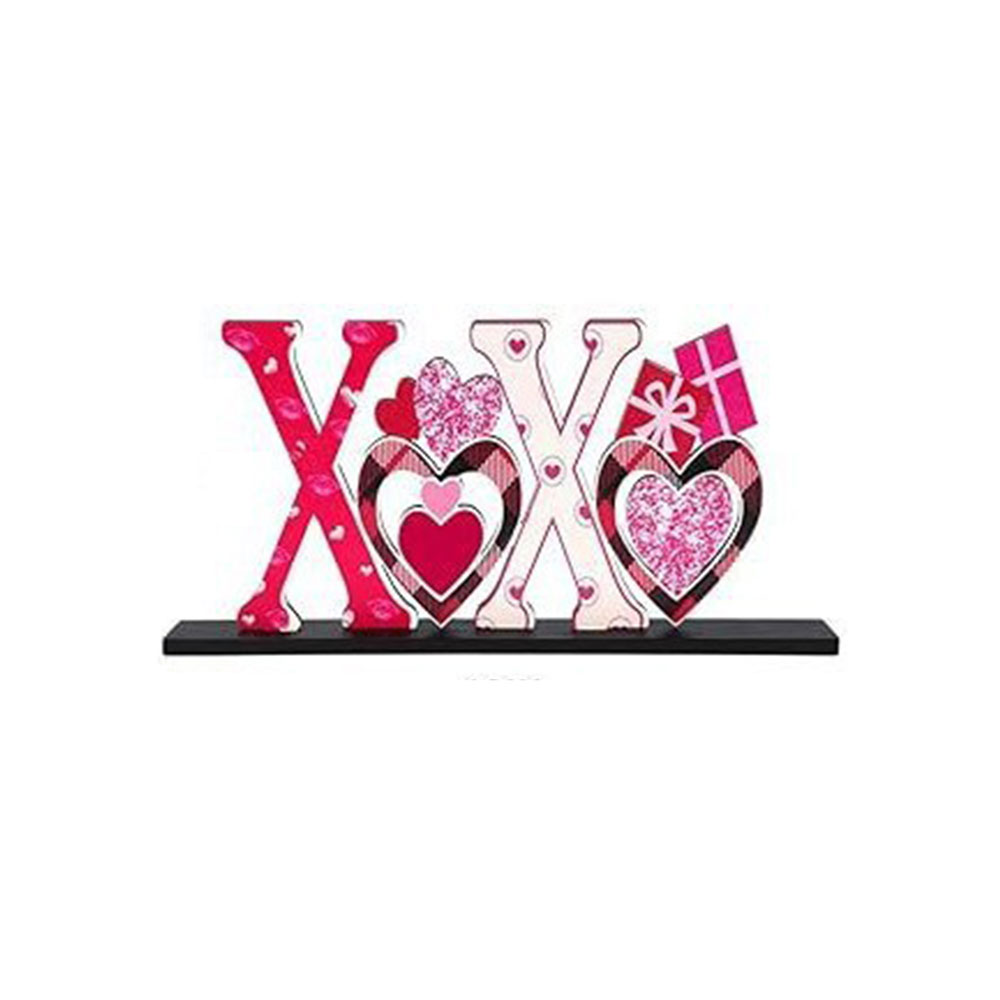 Romantic Dinner Table Centerpiece | Wooden Love Sign for Couples' Dining Setup, Candlelit Valentine's Decor with Heart Carving, Intimate Table Setting Accent for Two