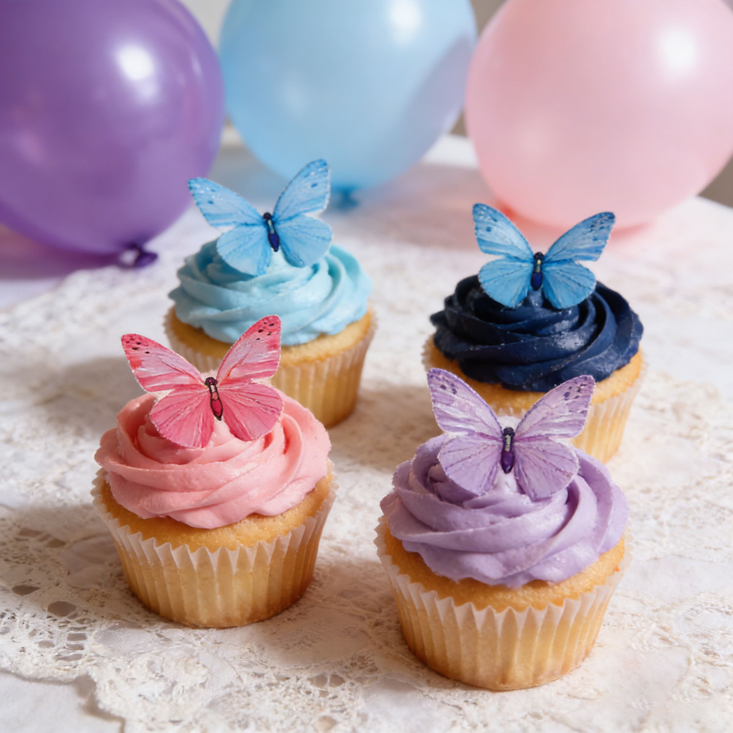 Rainforest Butterfly Collection | 72 Edible Wafer Butterflies in Tropical Color Spectrum, Gradient Wing Designs Mimicking Morpho & Swallowtail Species, Vibrant Garden Party Cake Decor