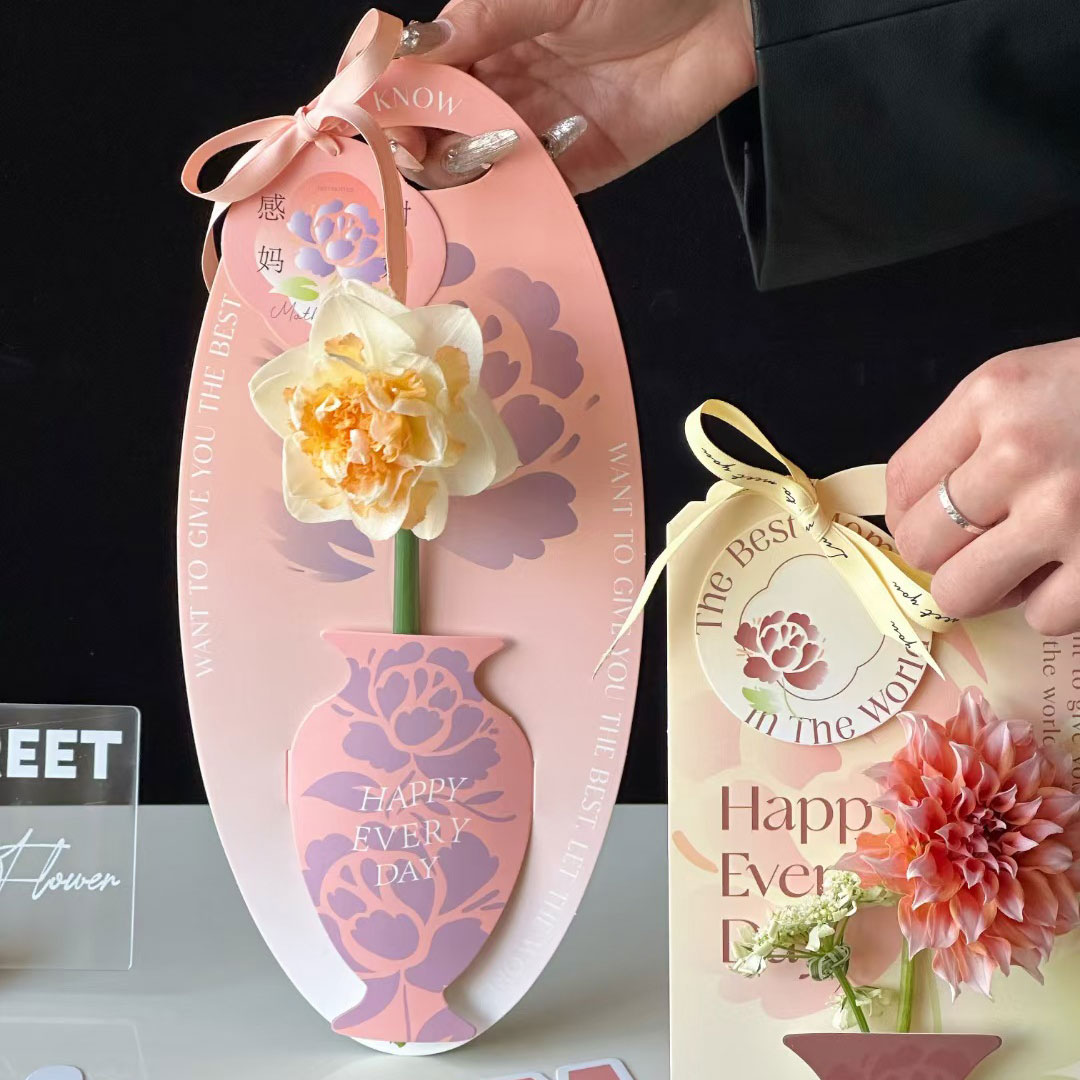 Oval Floral Gift Card Holders – Elegant Flower Bouquet Sleeves for Wedding, Anniversary, Birthday Party Decor, Flower Arranging, Card Display & Creative Packaging