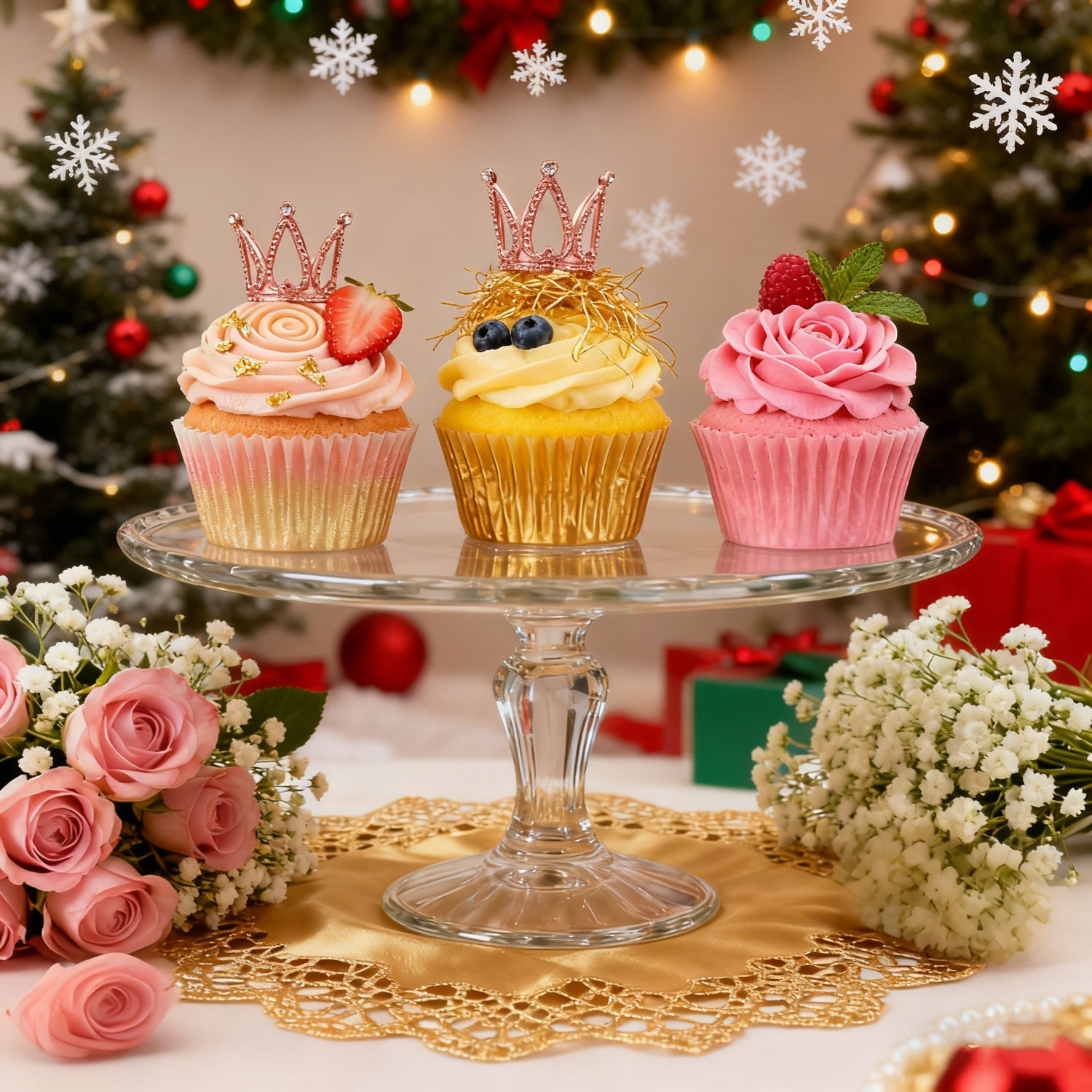 Princess Rhinestone Crown - Round Heart Design, Dual Use for Kids' Birthday Cake Decoration & Stage Performance Accessories