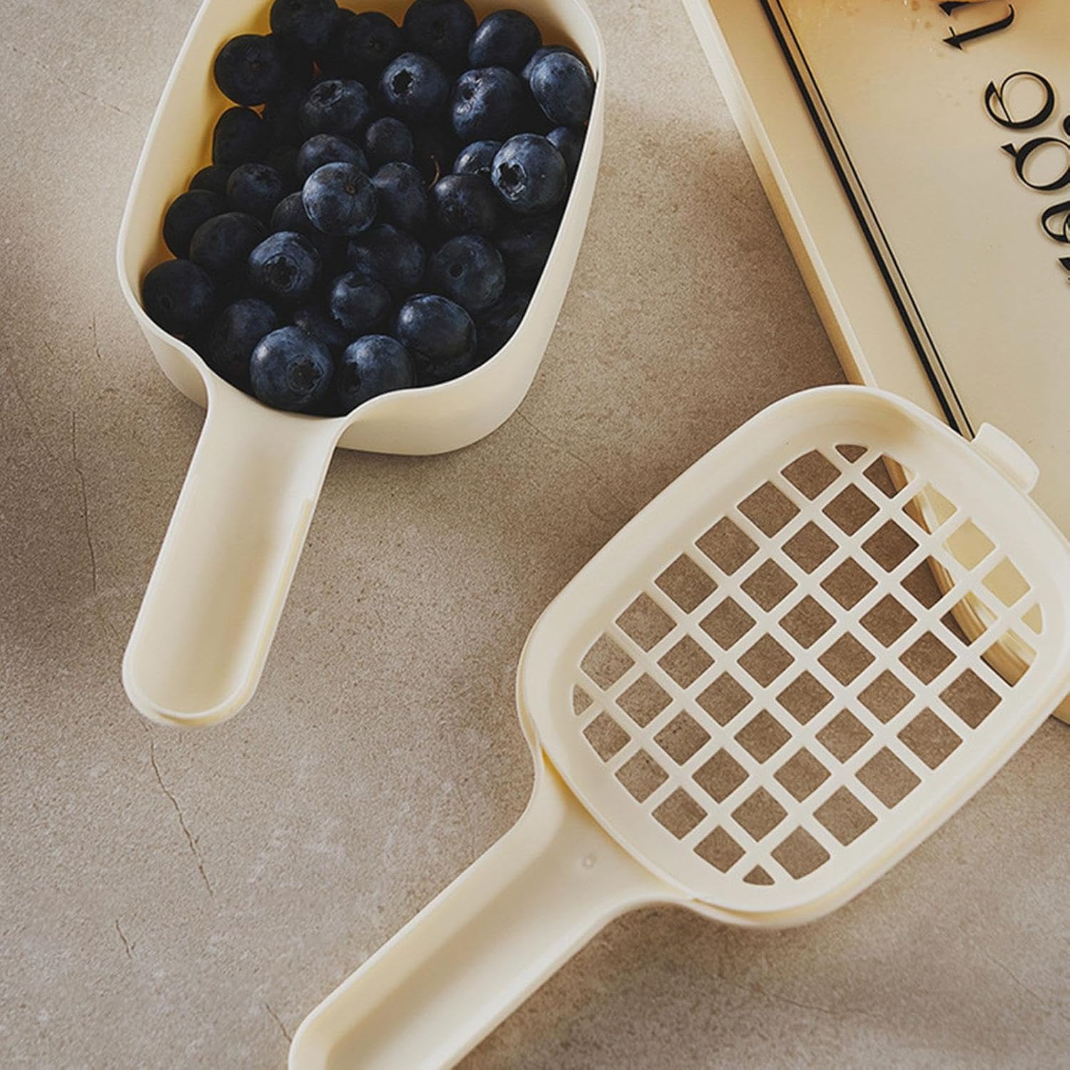 Generic Fruit Strainer Kitchen   Basket Drainage Kitchen   Basket Fruit Colander   Handy Colander - Efficient Kitchen Drainage Basket for Washing Blueberries, Small Tomatoes, Grapes, Light Yellow
