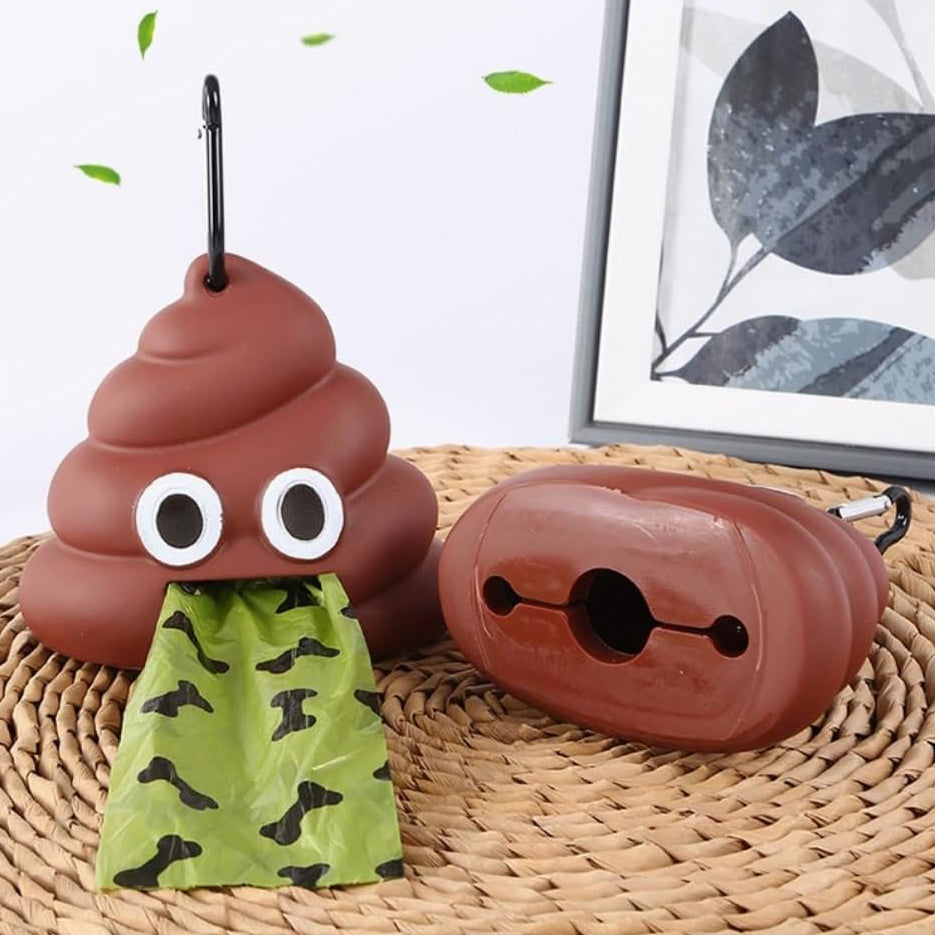 Funny Dog Poop Bag Holder for Leash Sturdy Dog Poop Bag Dispenser for Dog Waste Bags Includes 1 Roll 15 Bags