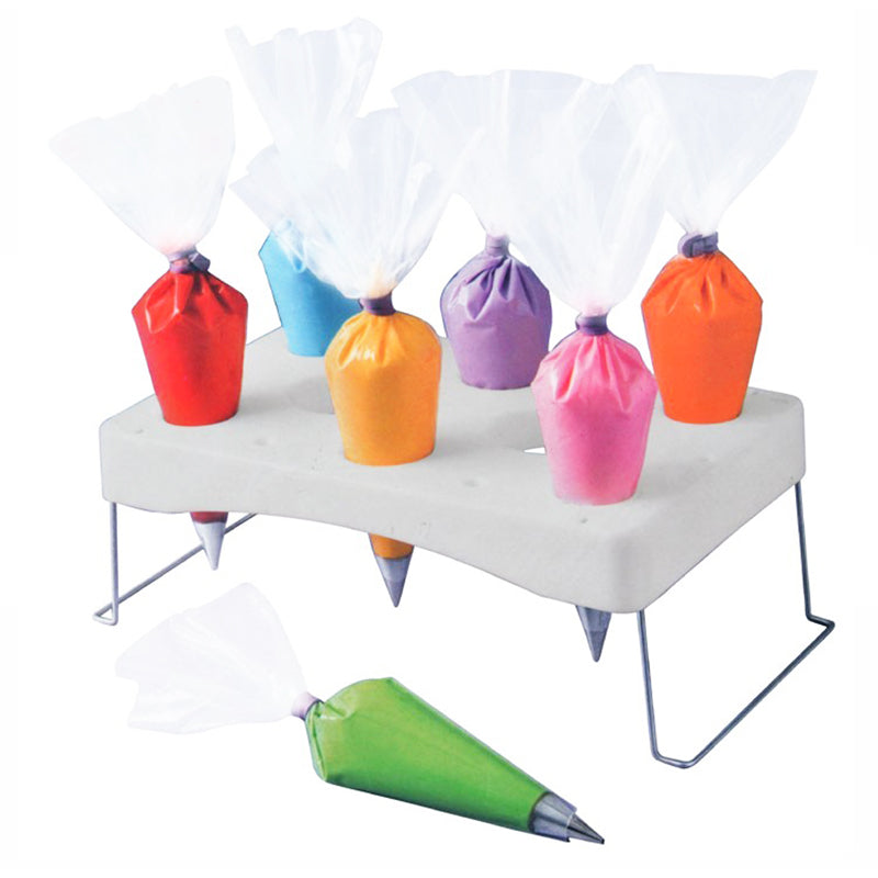Piping bag shelf Decorating bag rack Cake decorating frosting bag rack Stainless steel feet Cake tools DIY baking 12 cavity cream bag rack (1 Packs)