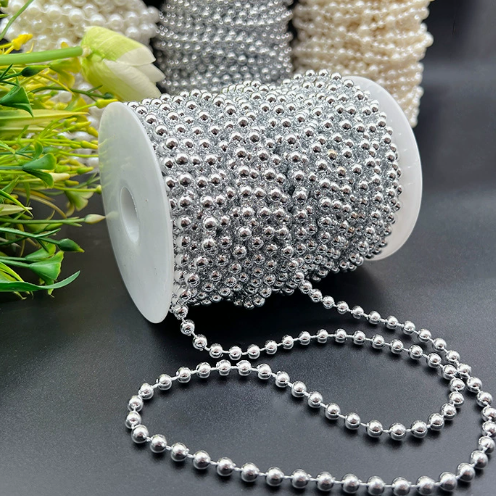 6-14mm Artificial Pearl Bead Garland Strand, Continuous Plastic Pearl String for Wedding Party Decor, DIY Craft, Wreath & Bouquet Embellishment
