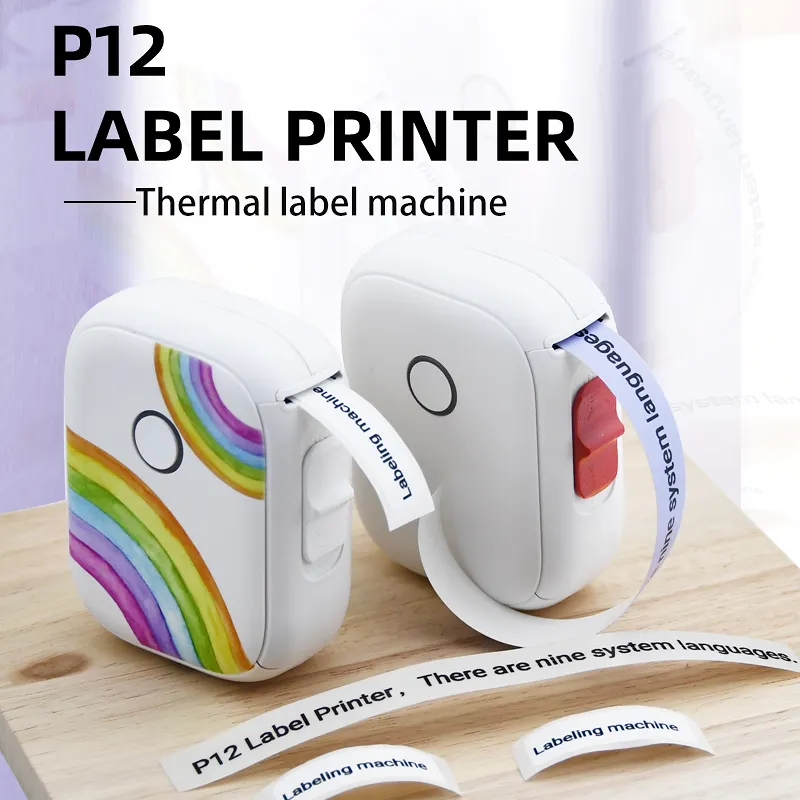 P12 Pocket-Sized Thermal Label Printer - 15mm Portable Tag Maker for Home & Office Organization