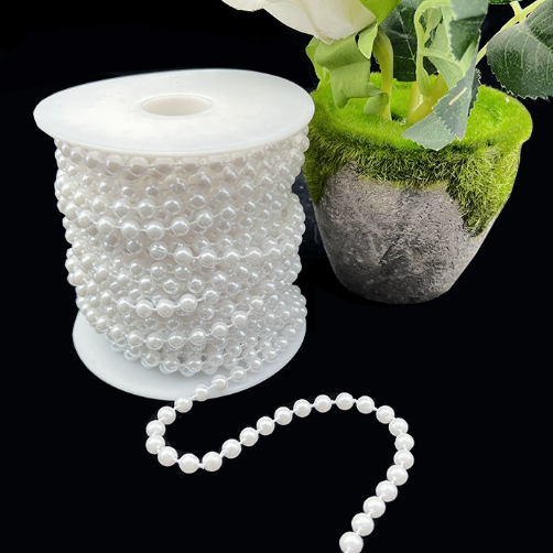 6-14mm Artificial Pearl Bead Garland Strand, Continuous Plastic Pearl String for Wedding Party Decor, DIY Craft, Wreath & Bouquet Embellishment