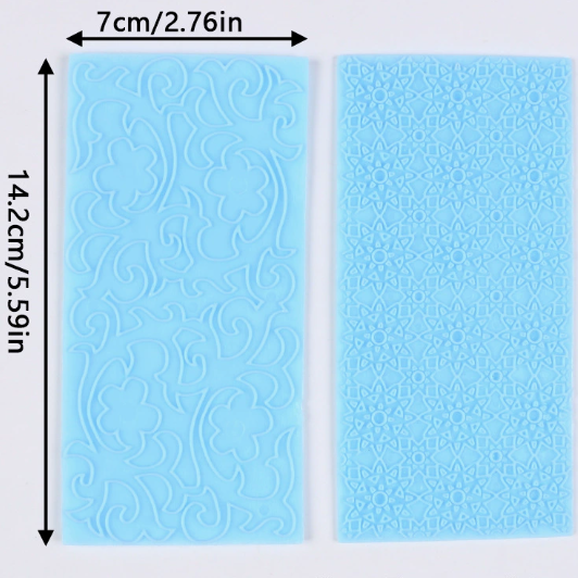 2Pcs Fondant Impression Mats, Wood Grain, Brick Wall & Stone Texture Cake Decorating Molds