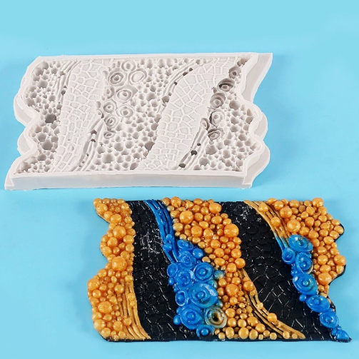 Silicone Beaded & Textured Fondant Mold, Faux Gemstone & Knitted Pattern Mat for Cake Decorating