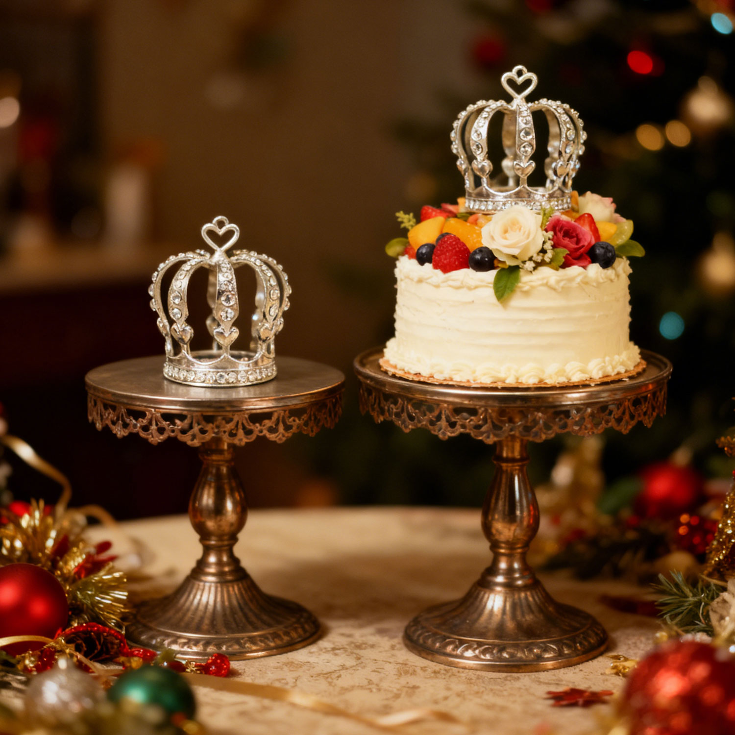 Birthday Decoration Heart-Shaped Alloy Mini Crown - Cake Baking Ornament, Bouquet Accessory & Bottle Lid Decor