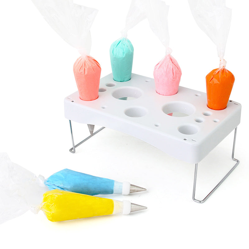 Piping bag shelf Decorating bag rack Cake decorating frosting bag rack Stainless steel feet Cake tools DIY baking 12 cavity cream bag rack (1 Packs)