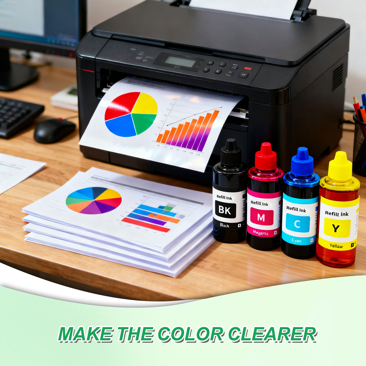 Optimized Ink Refill Kit for Popular Tank Printer Models | 5-Bottle Premium Dye Ink Set with Enhanced Color Performance | Eco-Friendly High-Capacity Printing Solution