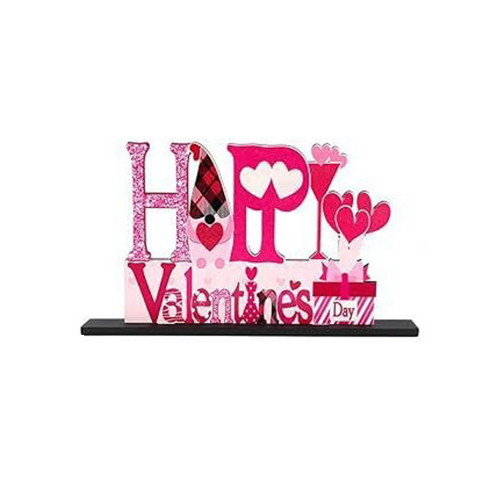 Romantic Dinner Table Centerpiece | Wooden Love Sign for Couples' Dining Setup, Candlelit Valentine's Decor with Heart Carving, Intimate Table Setting Accent for Two