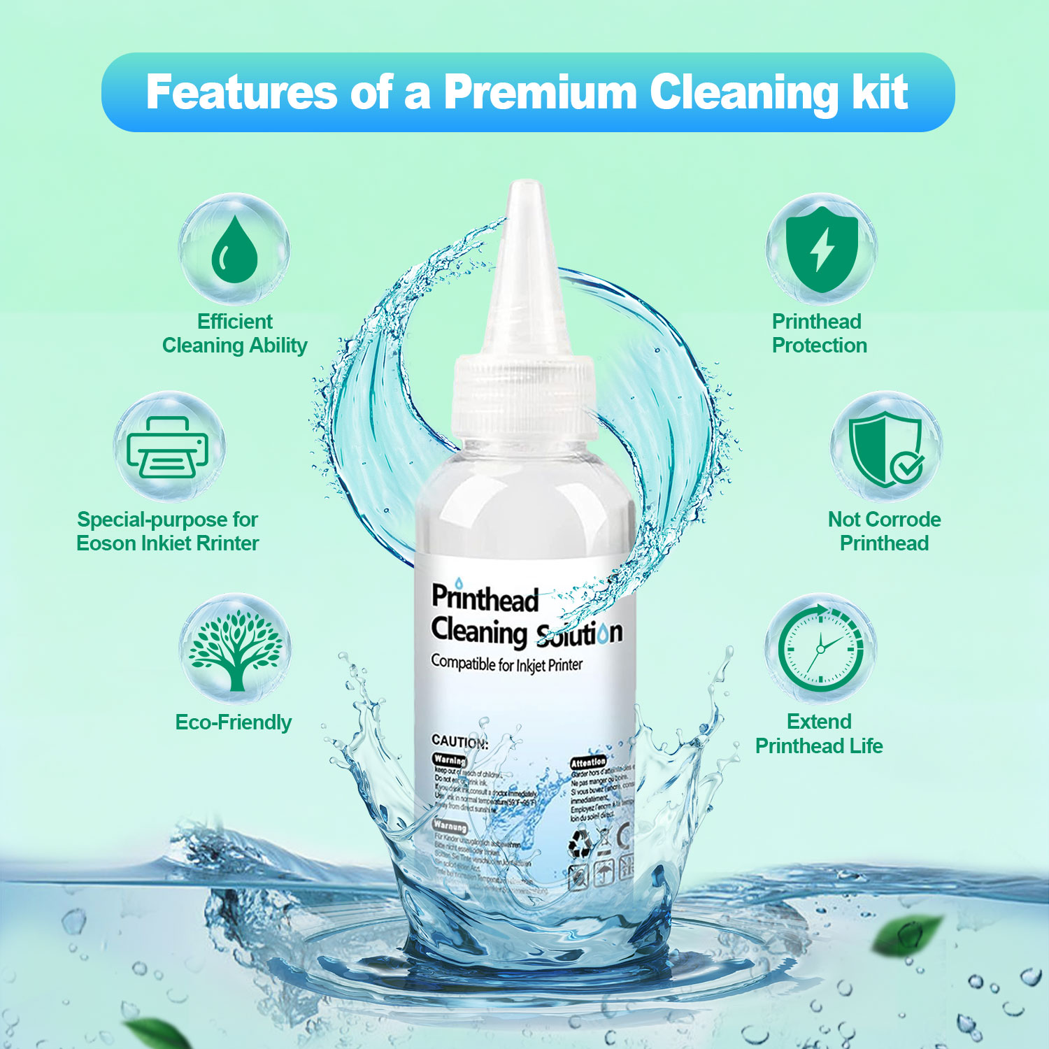 Universal Inkjet Printer Printhead Cleaning Kit: Professional Cleaning Solution & Tools for Most HP/Epson/Canon Printers 100ML