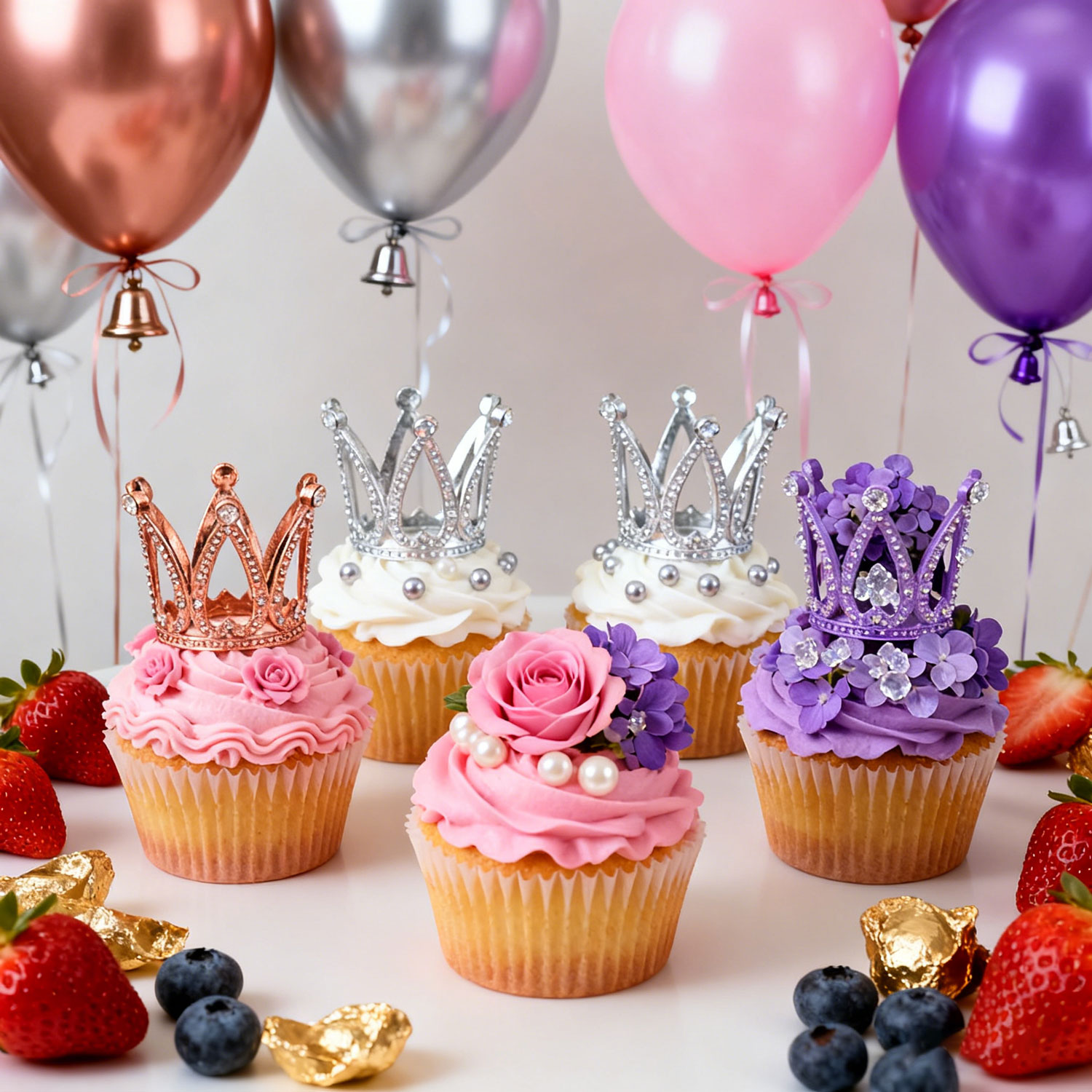 Princess Rhinestone Crown - Round Heart Design, Dual Use for Kids' Birthday Cake Decoration & Stage Performance Accessories