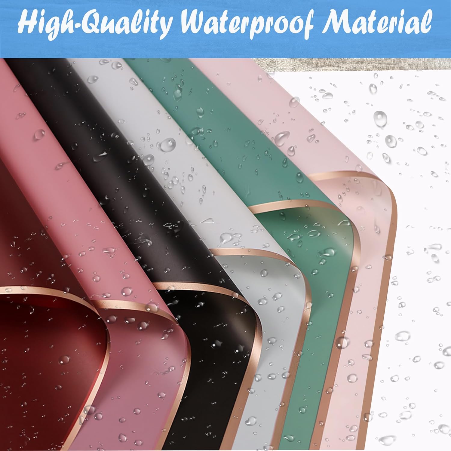 20 Sheets 23 x 23 inch Bouquet Wrapping Paper, Waterproof Flower Wrapping Paper Floral Packing for Wedding Valentines Day Birthday Gift DIY Black