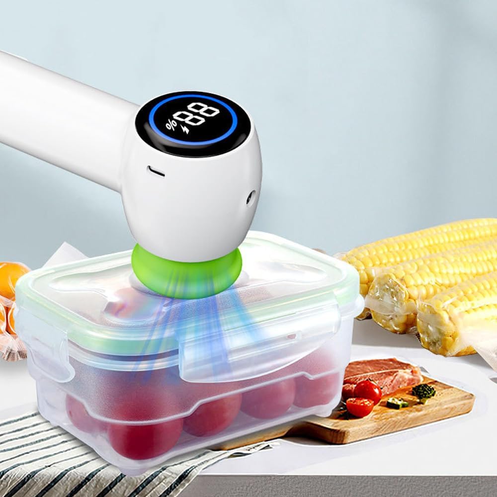 Handheld Vacuum Sealer Multifunctional Food Sealing Machine Mason Jars Electric Sealer Kit with 2 Jar Lids and 2 Preservation Bags for Keeping Food, Fruits, Vegetables s