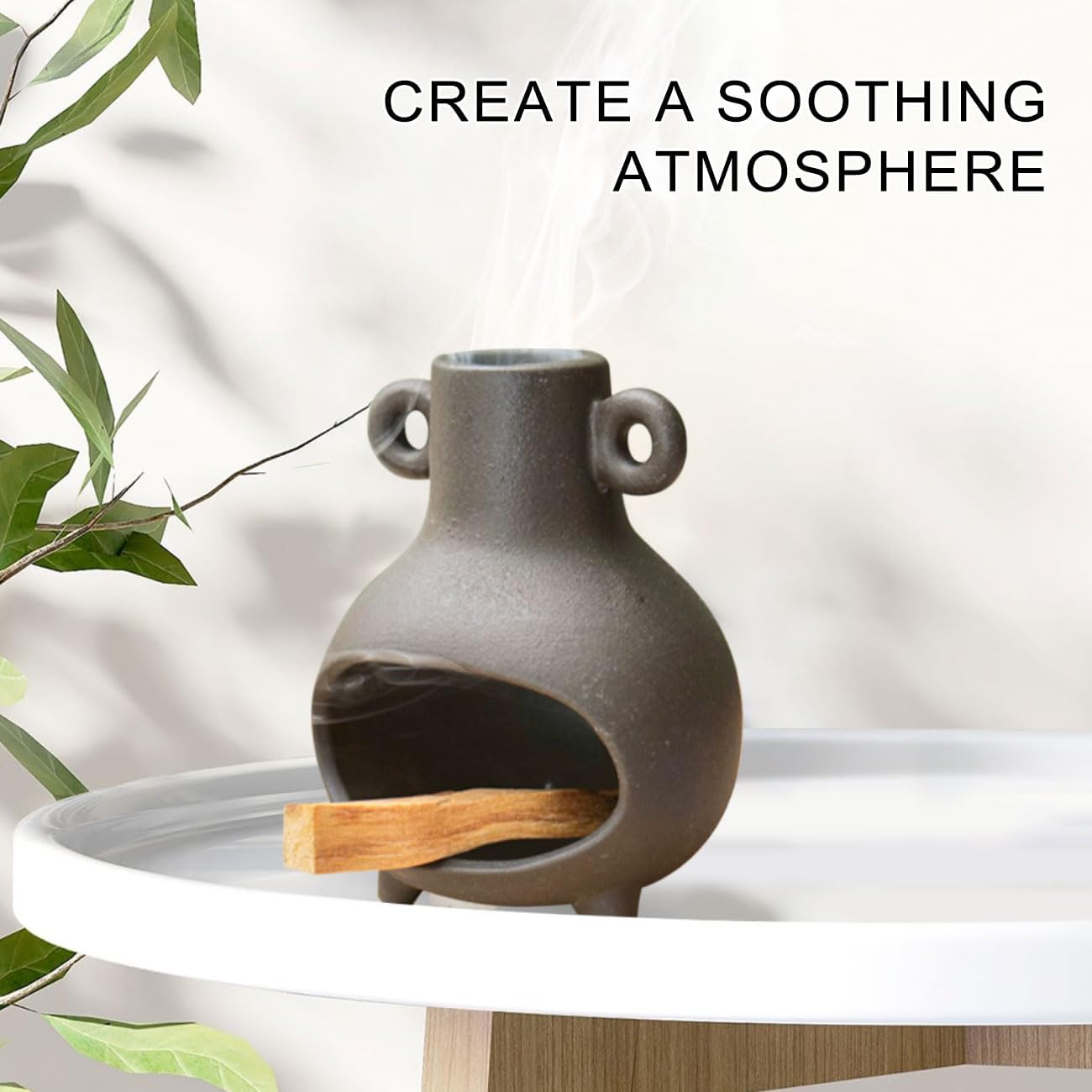 Handmade Palo Santo Holder, Meditation Incense Holder As Gift for Yoga Aromatherapy, Ceramic Incense Diffuser for Palo Santo Sticks Sage Tealight Wax and Cones Powder Stick Coil Incense