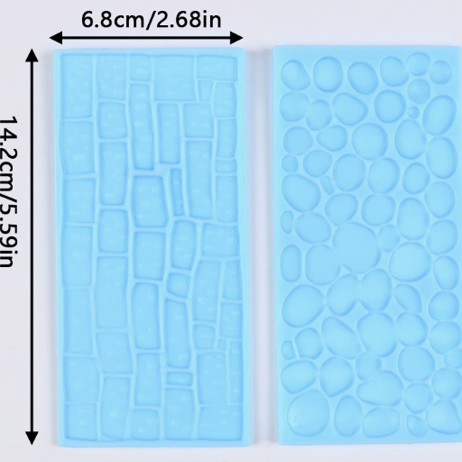 2Pcs Fondant Impression Mats, Wood Grain, Brick Wall & Stone Texture Cake Decorating Molds