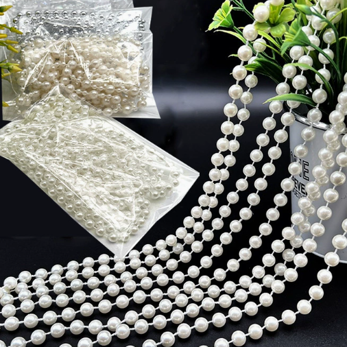 6-14mm Artificial Pearl Bead Garland Strand, Continuous Plastic Pearl String for Wedding Party Decor, DIY Craft, Wreath & Bouquet Embellishment