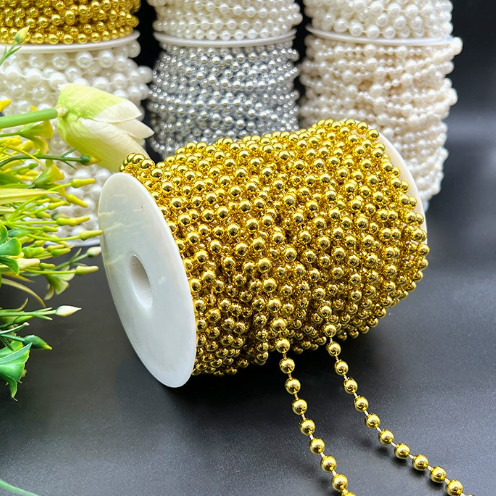 6-14mm Artificial Pearl Bead Garland Strand, Continuous Plastic Pearl String for Wedding Party Decor, DIY Craft, Wreath & Bouquet Embellishment