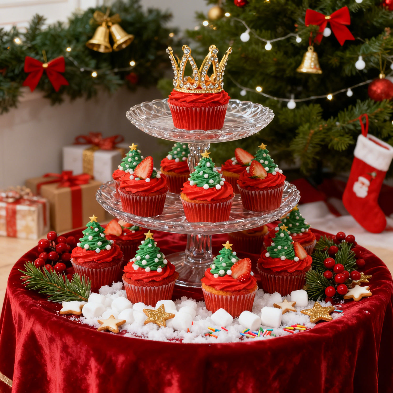 Princess Rhinestone Crown - Round Heart Design, Dual Use for Kids' Birthday Cake Decoration & Stage Performance Accessories