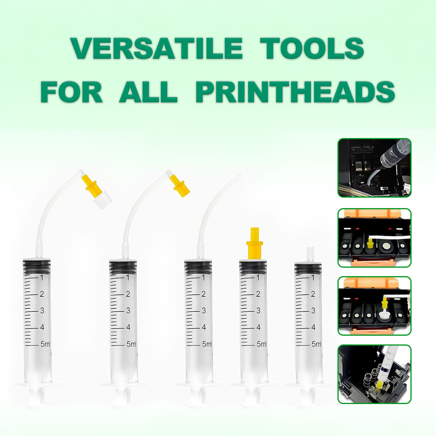 Universal Inkjet Printer Printhead Cleaning Kit: Professional Cleaning Solution & Tools for Most HP/Epson/Canon Printers 100ML
