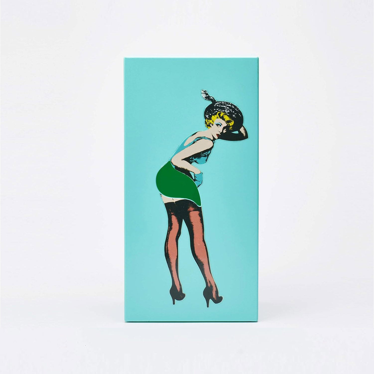 Tissue Box - Resin Embossed Pop Art Print, Metal Weighted Base, Made in Korea - Designed by Spextrum (Mint)