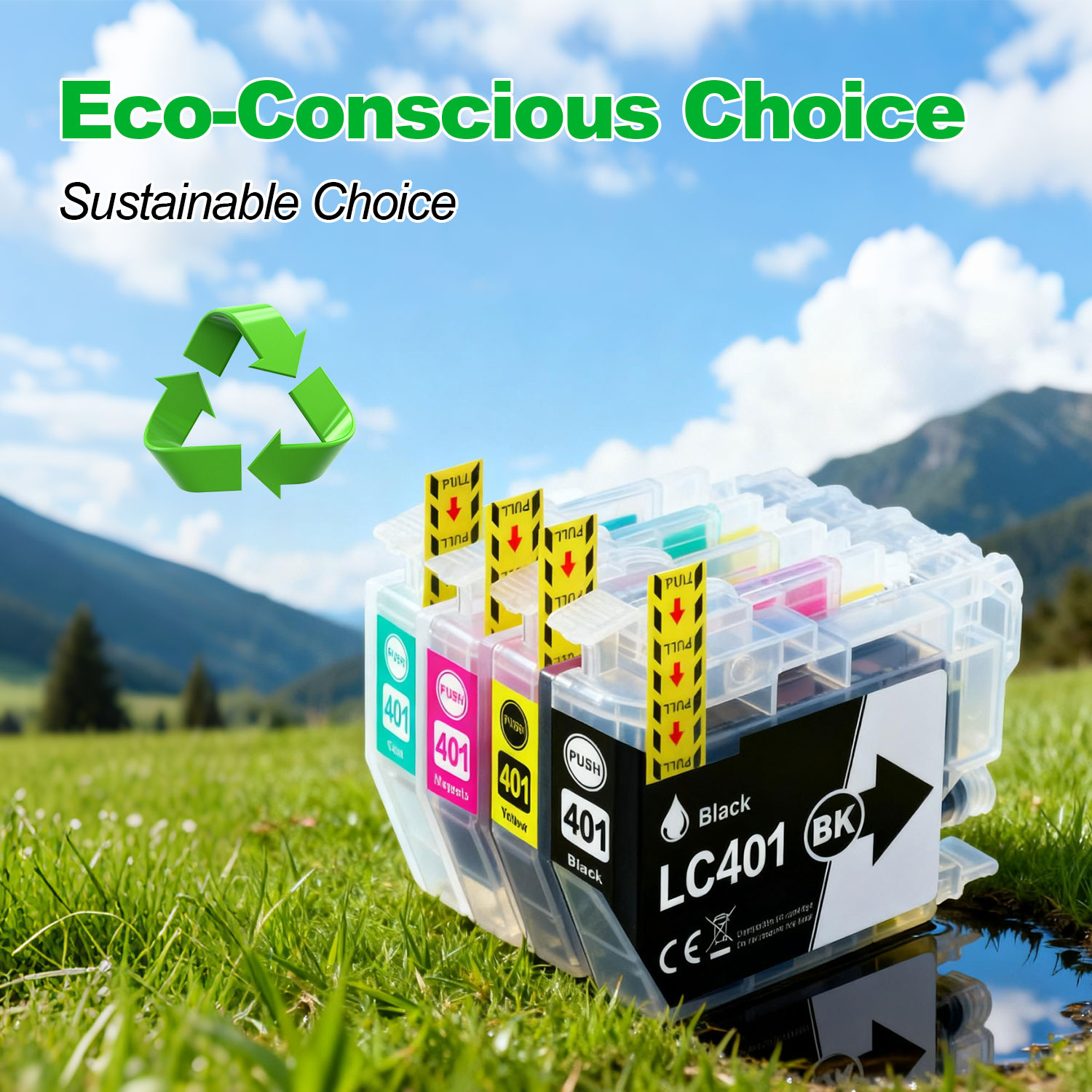 LC401 Ink Cartridges Replacement for Brother Printer Ink LC401 LC 401 Compatible with LC401 Ink Cartridges for Brother Printer MFC-J1010DW MFC-J1170DW MFC-J1012DW, 4PK（Black/Cyan/Magenta/Yellow)