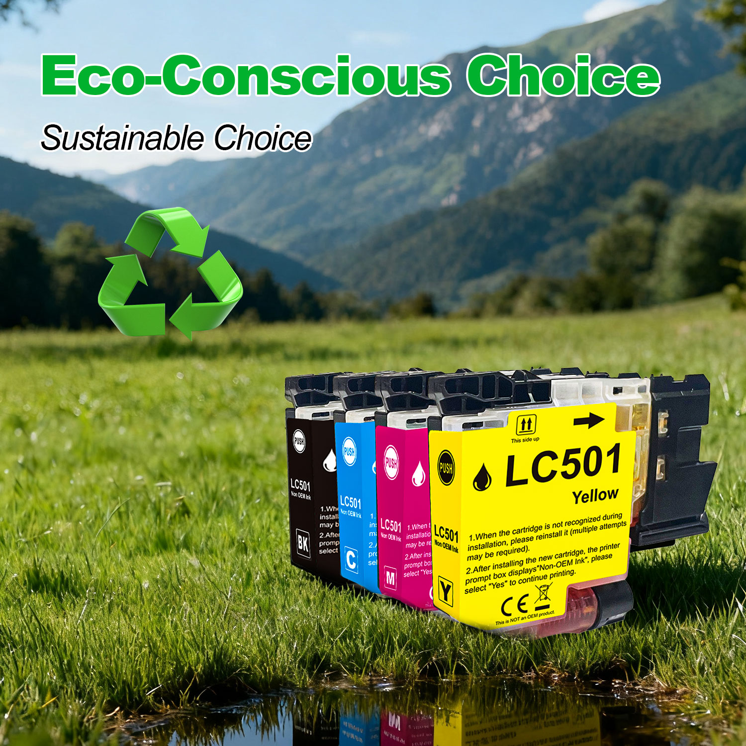 LC501 LC501XL Ink Cartridges for Brother Printer Compatible for Brother LC501 Ink Cartridges LC501XL LC 501 XL Work with MFC-J1360DW MFC-J1410DW MFC-J1260W Printer (Black Cyan Magenta Yellow, 4 Pack)