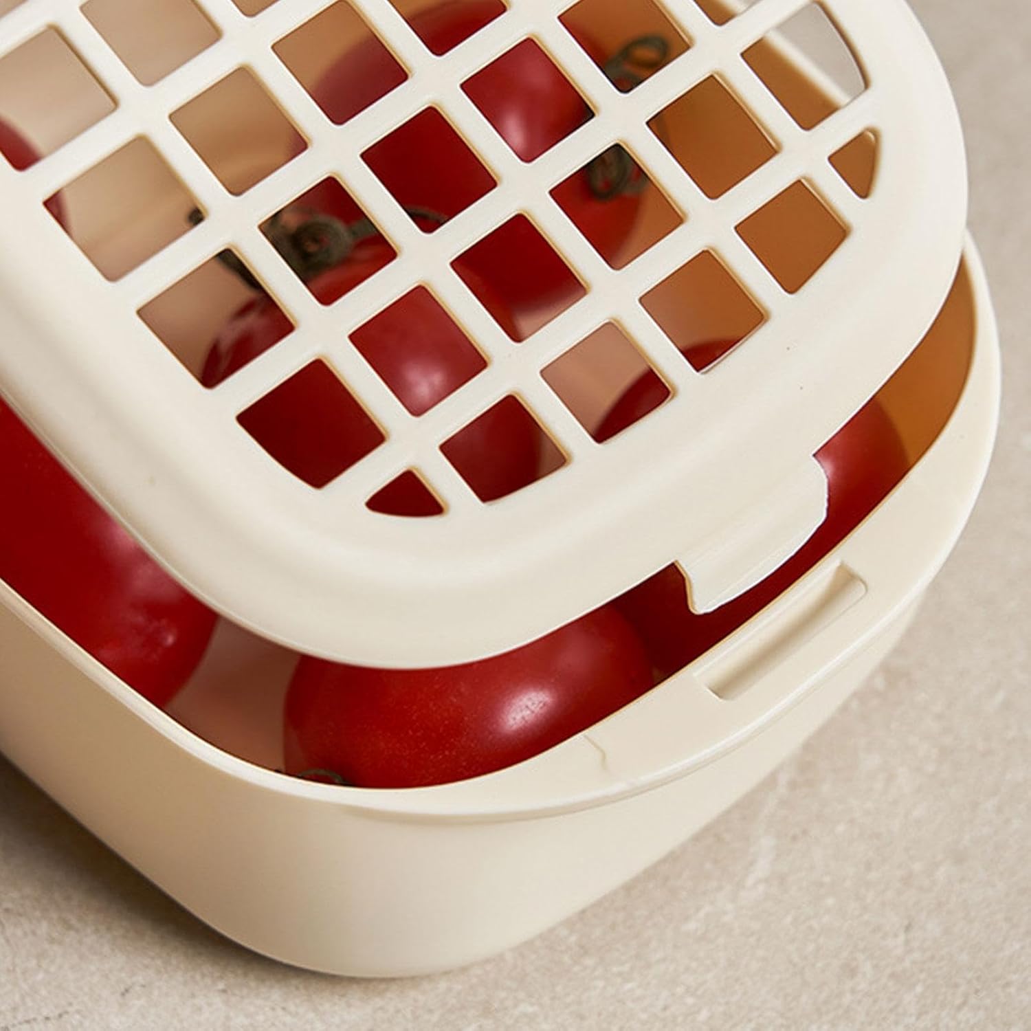 Generic Fruit Strainer Kitchen   Basket Drainage Kitchen   Basket Fruit Colander   Handy Colander - Efficient Kitchen Drainage Basket for Washing Blueberries, Small Tomatoes, Grapes, Light Yellow