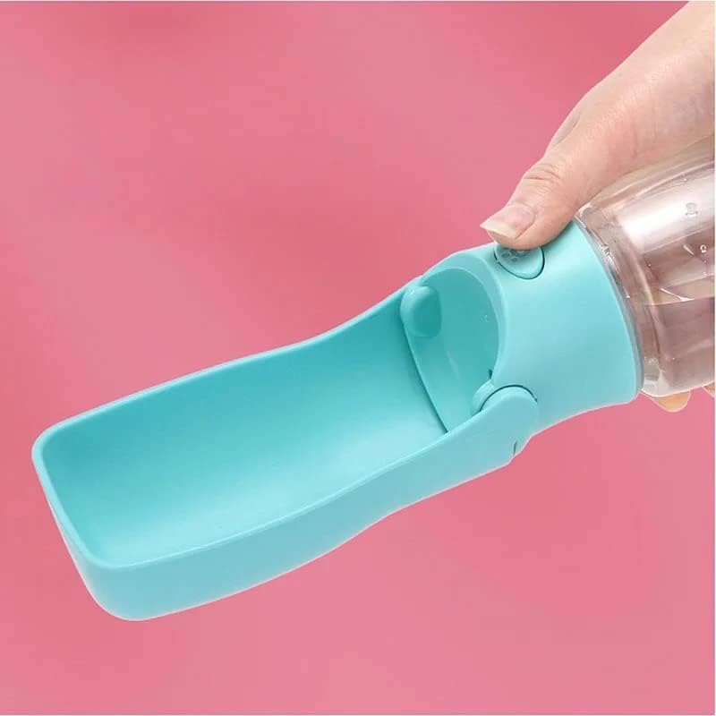 Pet Friendly Foldable Care Water Bottle by EMVA. 550 ml 19 Oz Retractable Handheld Bottle with Built in Drinking Cup!!! (Blue)