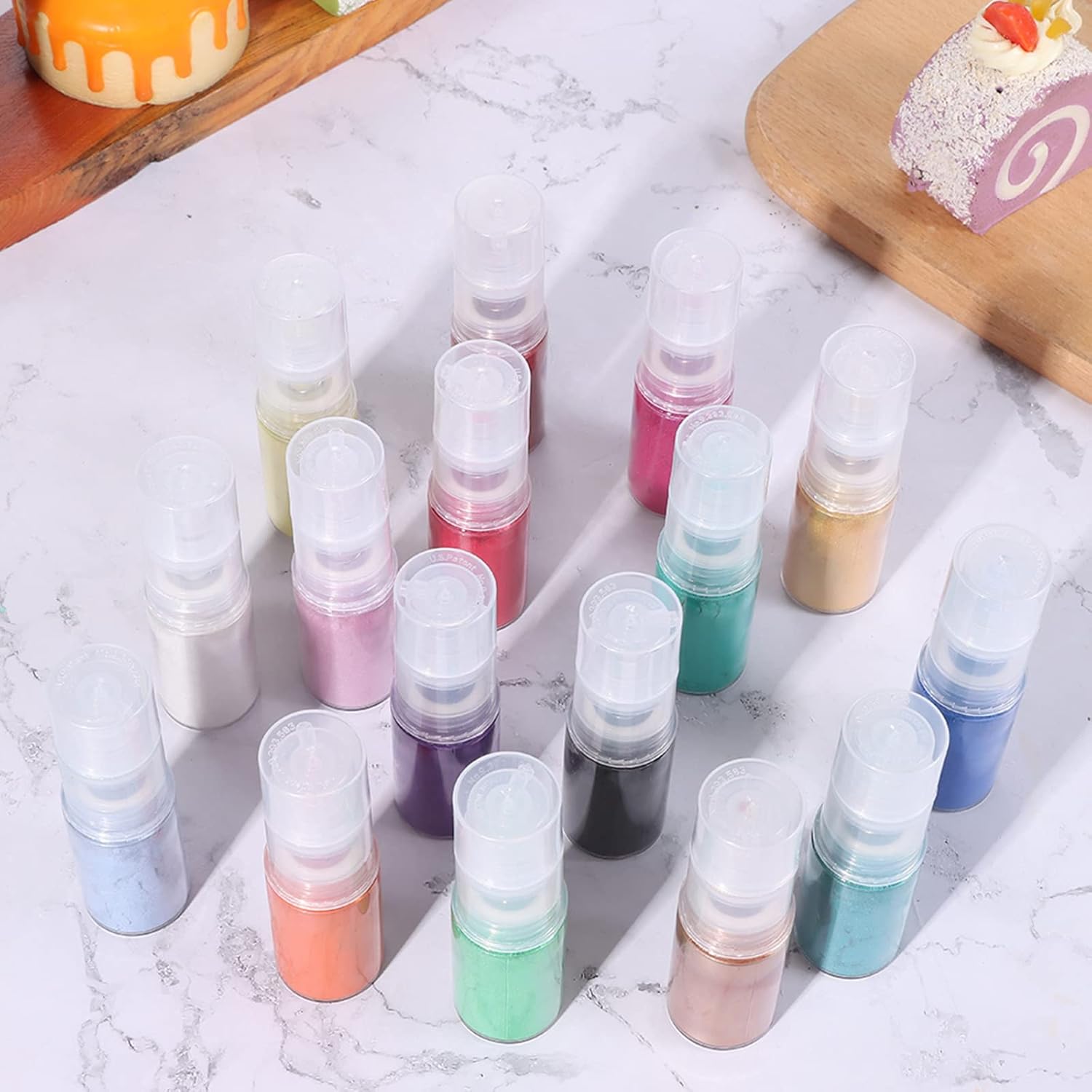 Luster Dust Edible Food Grade Edible  Dust Powder in Spray Bottle Edible Glitter Metallic Dusting Powder for Cake Decorating, Baking, Drinks, Fondant, Candy, Cookie-5g each